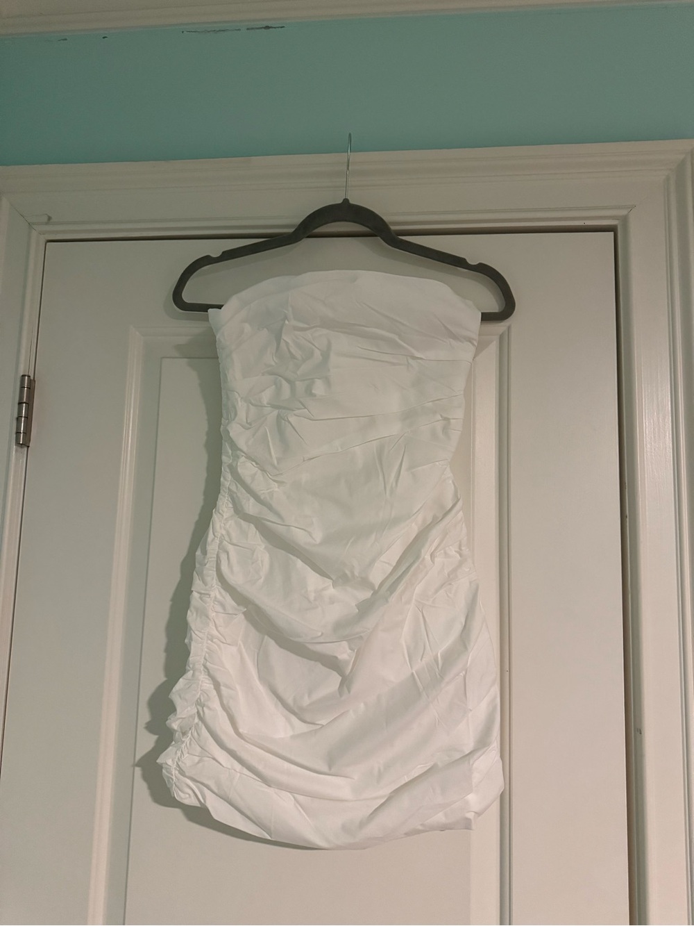 Lucy in the Sky White Strapless Ruched Mini Dress